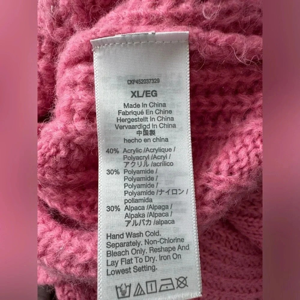 Madewell Pink Cable Knit Alpaca Blend Sweater Size XL - Picture 6 of 11